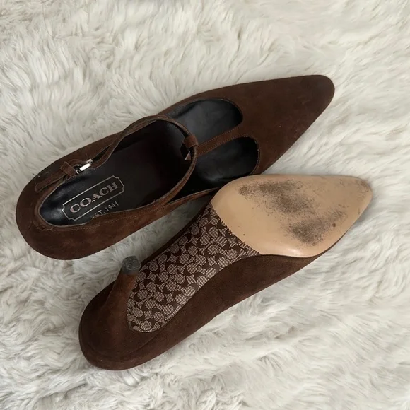 Coach Women's Brown Suede Heels - Picture 3 of 6